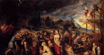 Aeneas and his Family Departing from Troy - Oil Painting Reproduction