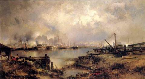 Lower Manhattan from Communipaw painting, a Thomas Moran paintings reproduction, we never sell Lower