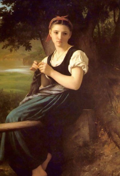 The Knitter - Oil Painting Reproduction