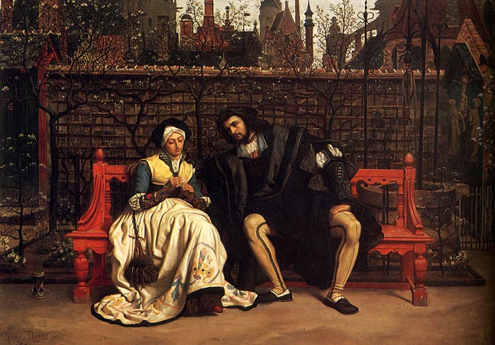 Oil Painting Reproduction of Tissot - Faust and Marguerite in the Garden