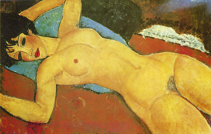 Modigliani Oil Painting Reproductions- Sleeping Nude with Arms Open( Red Nude )