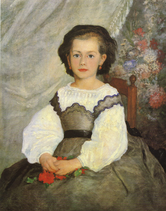 Oil Painting Reproduction of Renoir- Little Miss Romain Lacaux