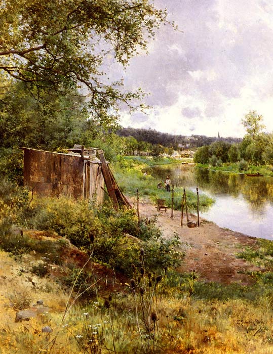 Oil Painting Reproduction of Sanchez-Perrier - On The River Bank