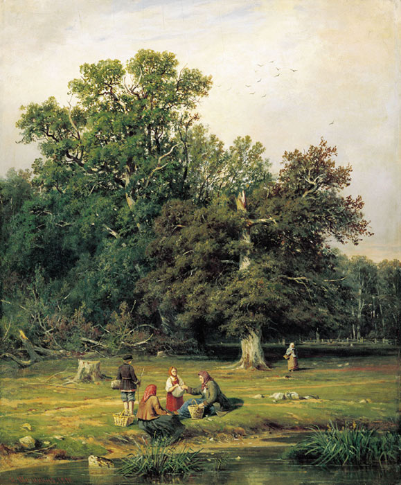 Oil Painting Reproduction of Shishkin - Mushroom Hunting (Gathering Mushrooms)