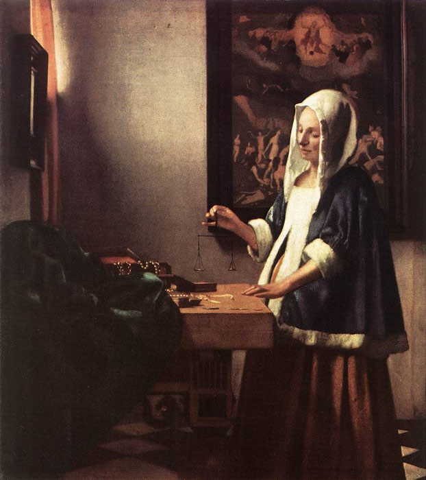 Oil Painting Reproduction of Vermeer- Woman Holding a Balance