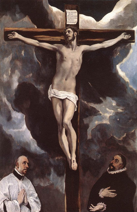 El Greco Oil Painting Reproductions- Christ on the Cross Adored by Donors