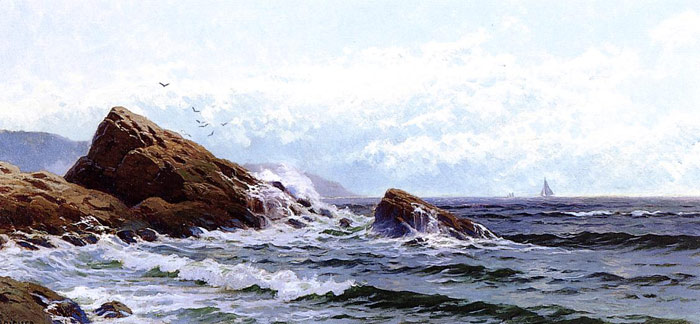 Oil Painting Reproduction of Bricher- Crashing Waves