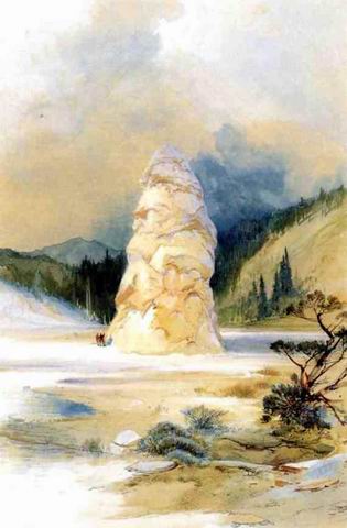 The Hot Springs of Gardiners River, Extinct Geyser painting, a Thomas Moran paintings reproduction,
