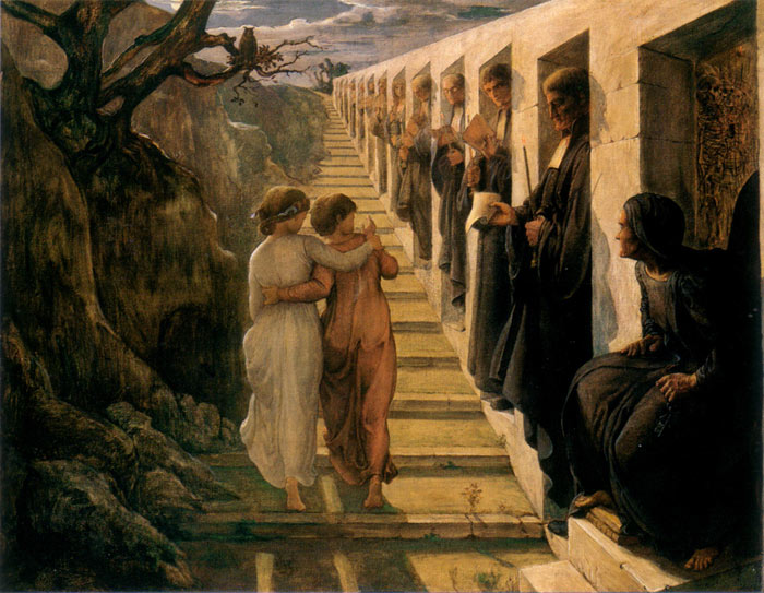 Oil Painting Reproduction of Janmot - The Poem of the Soul - The Wrong Path