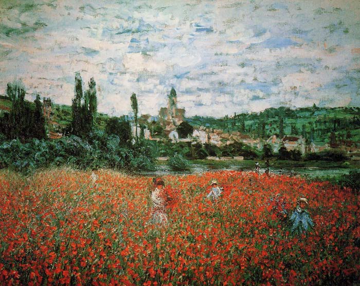 Monet Oil Painting Reproduction - Poppy Field near Vetheuil