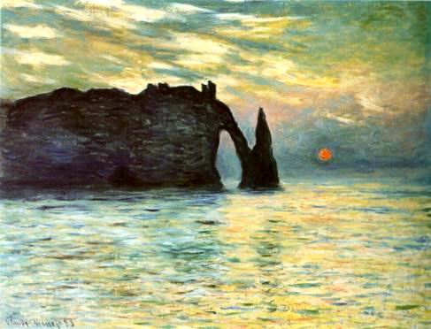 Etretat,Sunset,1883 painting, a Claude Monet paintings reproduction