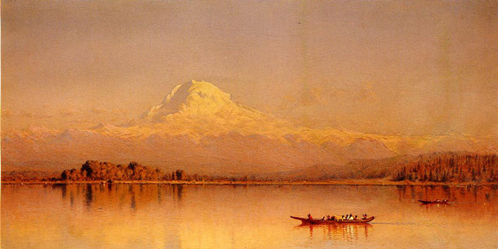 Gifford Oil Painting Reproductions - Mount Rainier, Bay of Tacoma