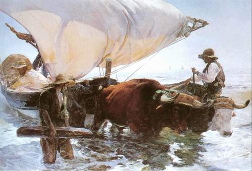 Retour de la Peche, Halage de la Barque painting, a Joaquin Sorolla Bastida paintings reproduction,