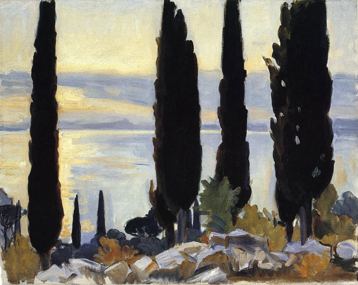 Sargent Oil Painting Reproductions - Cypress Trees at San Vigilio