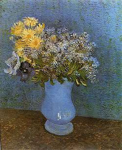 Vase with Lilacs, Daisies and Anemones painting, a Vincent Van Gogh paintings reproduction, we never