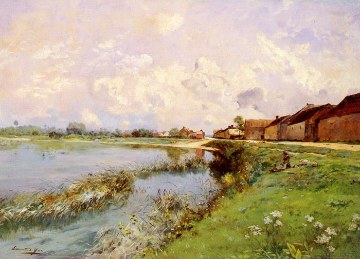 Yon Oil Painting Reproductions - Paysage De Riviere Landscape of a River
