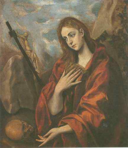 Mary Magdalen in Penitence with the Crucifix painting, a El Greco paintings reproduction