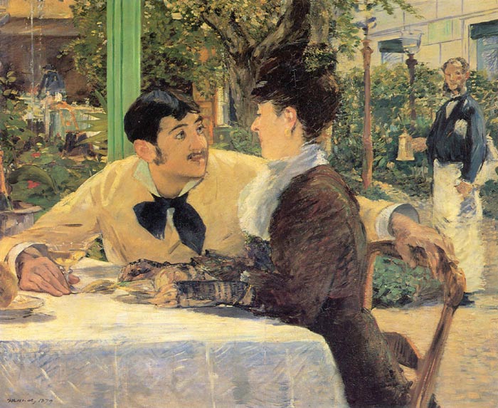 Edouard Manet Oil Painting Reproductions- Chez Le Pere Lathuile [ At Le Pere Lathuile]