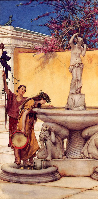 Alma-Tadema Oil Painting Reproductions - Between Venus and Bacchus