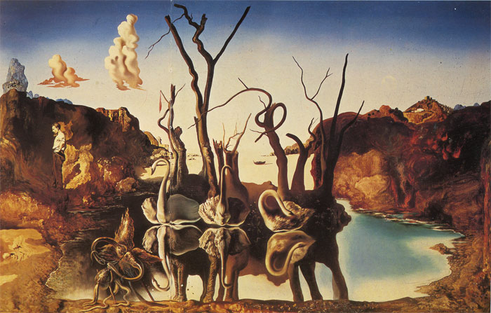 Dali Oil Painting Reproductions - Swans Reflecting Elephants