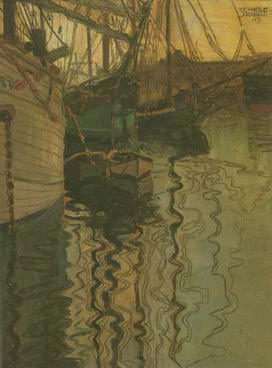 Habour of Trieste painting, a Egon Schiele paintings reproduction, we never sell Habour of Trieste