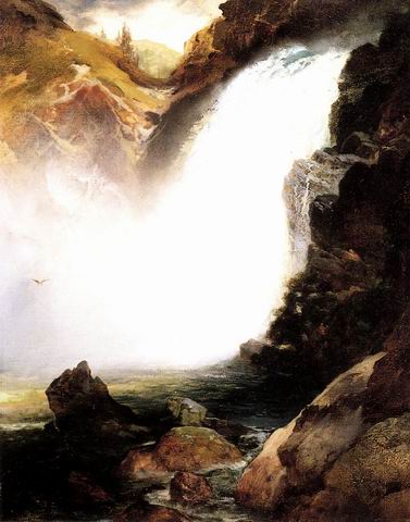 Landscape with Waterfall painting, a Thomas Moran paintings reproduction, we never sell Landscape