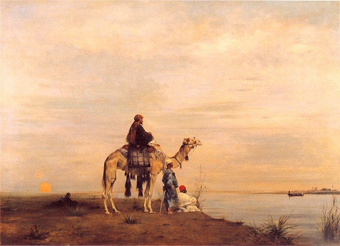 Oil Painting Reproduction of Fromentin- Waiting for The Ferry Across the Nile