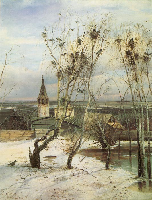 Savrasov Oil Painting Reproductions- Crows Came Along