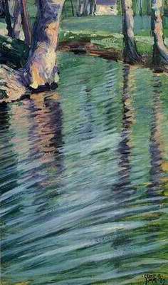 Trees Mirrored in a Pond painting, a Egon Schiele paintings reproduction, we never sell Trees