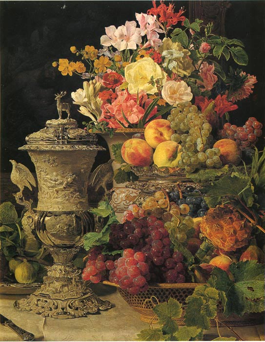 Waldmuller Oil Painting Reproductions- Stilleben mitFruchten und Blumen