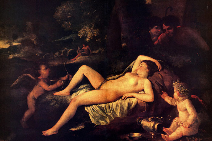 Oil Painting Reproduction of Poussin- Sleeping Venus and Cupid