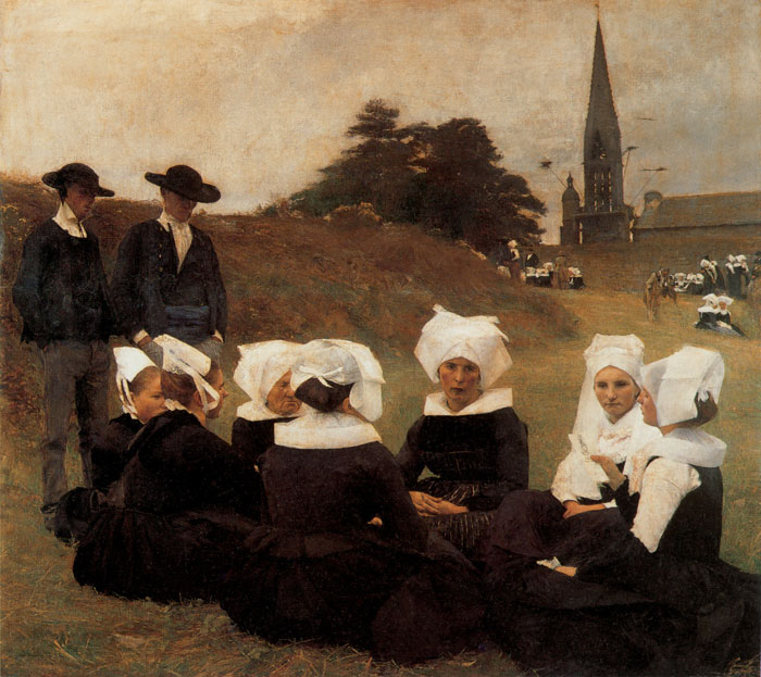 Oil Painting Reproduction of Dagnan-Bouveret - Breton Women at a Pardon