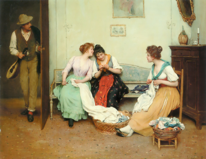 Blaas Oil Painting Reproductions-- The Friendly Gossips