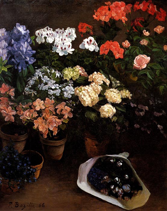 Bazille Oil Painting Reproductions - Study Of Flowers