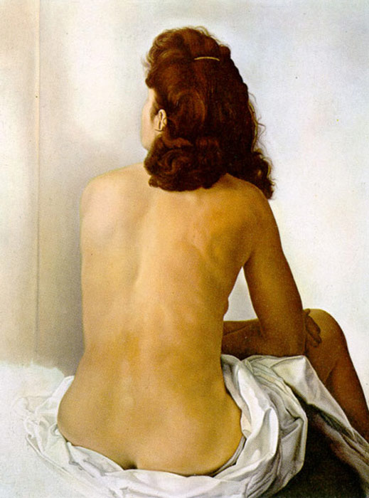 Dali Oil Painting Reproductions- Gala Nude From Behind Looking in an Invisible Mirror