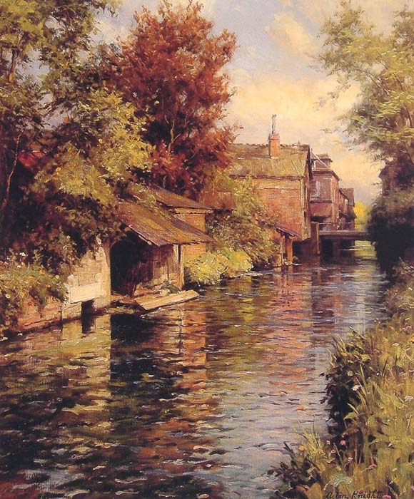 Knight Oil Painting Reproductions - Sunny Afternoon on the Canal