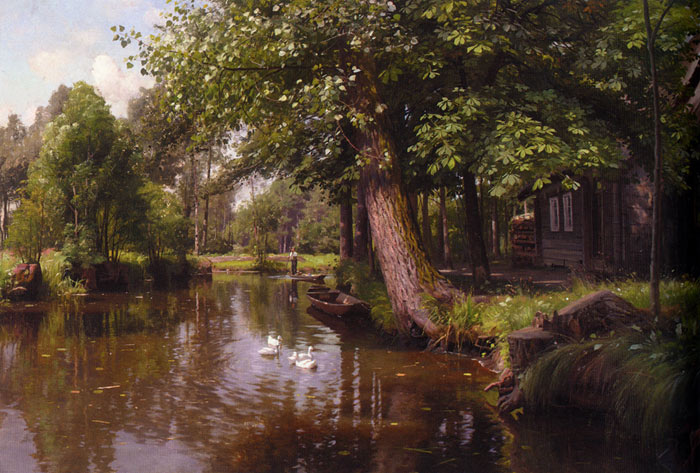 Monsted Oil Painting Reproduction - Flodbred [On the River]