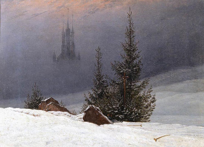 Oil Painting Reproduction of Friedrich - Winter Landscape with Church