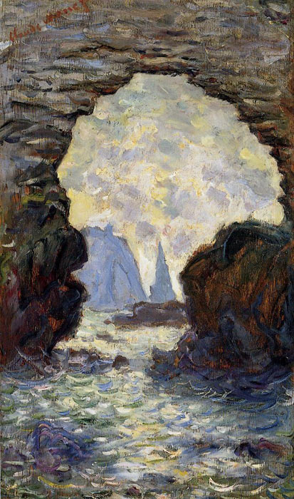 Oil Painting Reproduction of Monet- The Rock Needle Seen through the Porte d Aumont