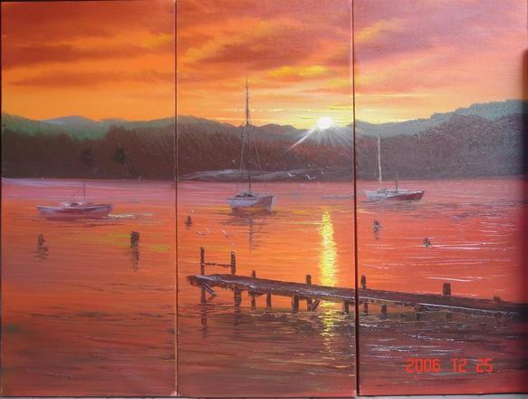 port in the sunset painting, a canvaz team paintings reproduction, we never sell port in the sunset