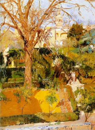 winter garden painting, a Joaquin Sorolla Bastida paintings reproduction, we never sell winter