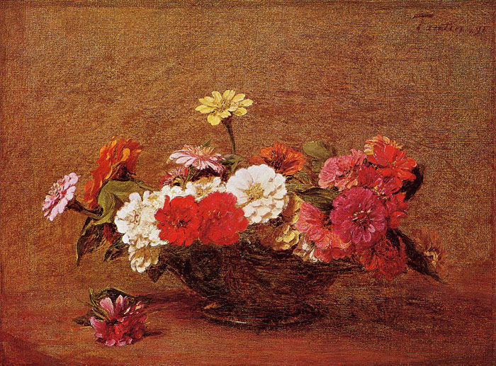 Oil Painting Reproduction of Fantin- Latour- Zinnias