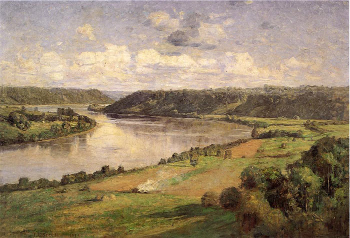 Steele Oil Painting Reproductions - The Ohio river from the College Campus, Honover