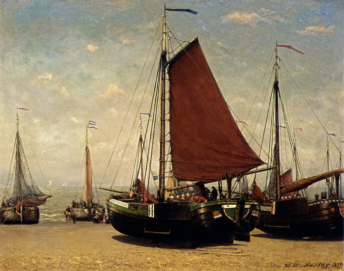 Oil Painting Reproduction of Mesdag- The Bomschuit Prinses Sophie