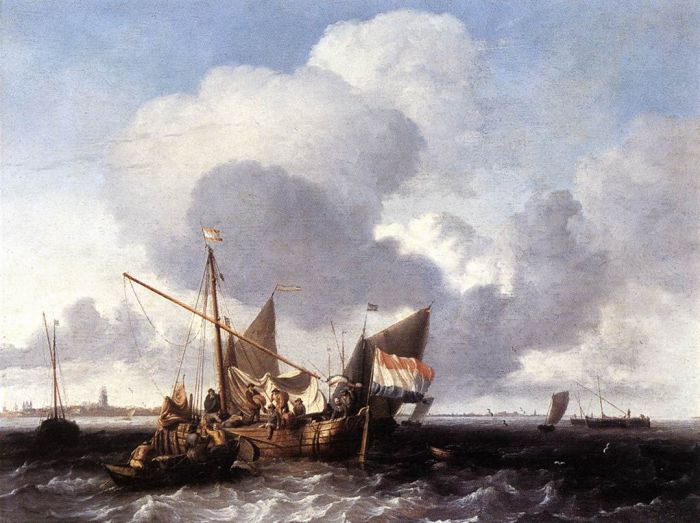 Backhuysen Reproductions - Ships on the Zuiderzee before the Fort of Naarden