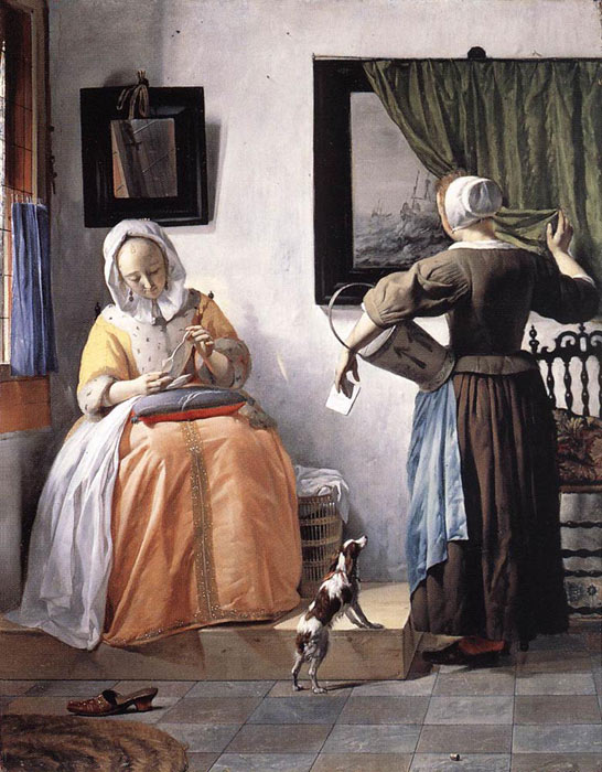 Oil Painting Reproduction of Gabriel Metsu - Woman Reading a Letter