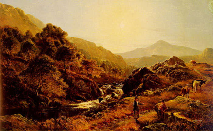 Oil Painting Reproduction of Percy- Figures On A Path By A Rocky Stream