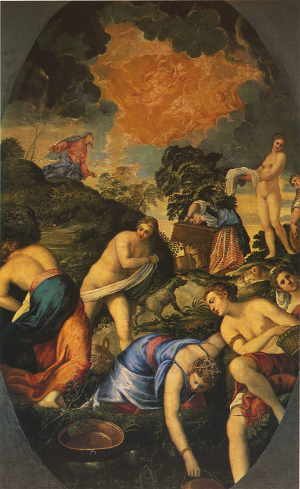 Tintoretto Oil Painting Reproductions - The Purification of the Captured Virgins of Midian