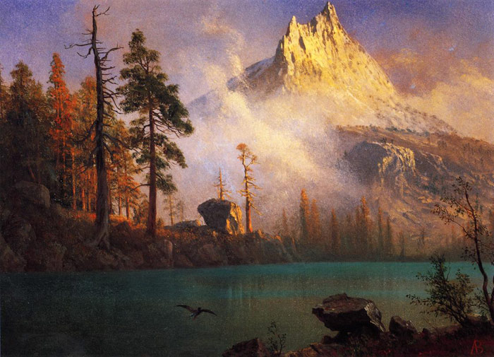 Bierstadt Oil Painting Reproductions - Mountain Lake