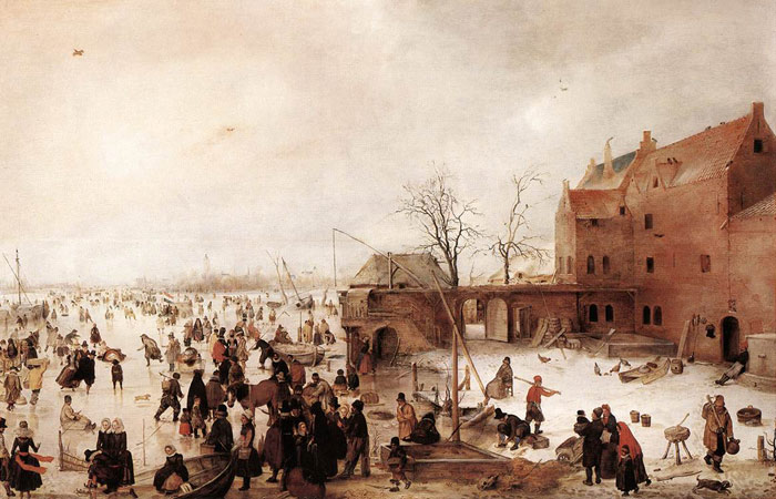 Oil Painting Reproduction of Avercamp - A Scene on the Ice near a Town